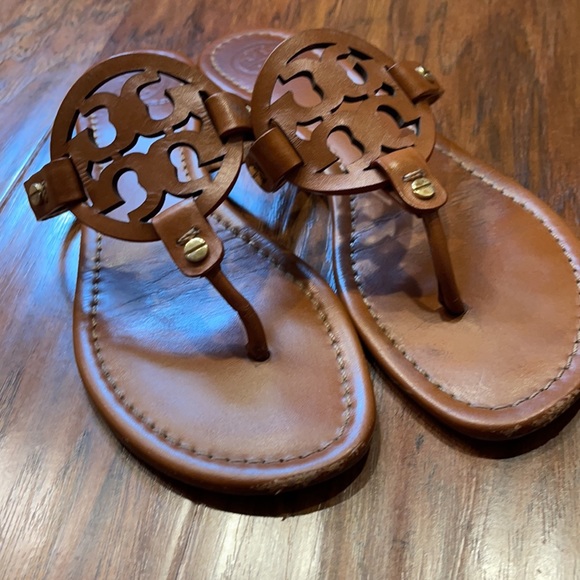 Tory Burch Shoes | Brown Leather Tory Burch Miller Sandals Size 8 | Poshmark